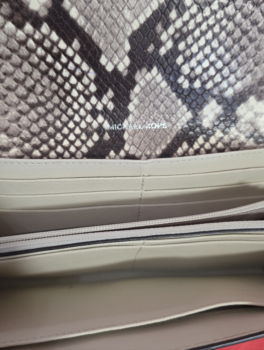 Michael Kors Snake-Print Wallet Clutch in Black and Cream - Picture 2 of 5